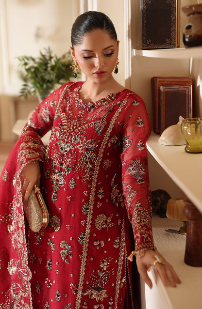 Model showcasing best luxury ethnic festive wear – Surkh Gul