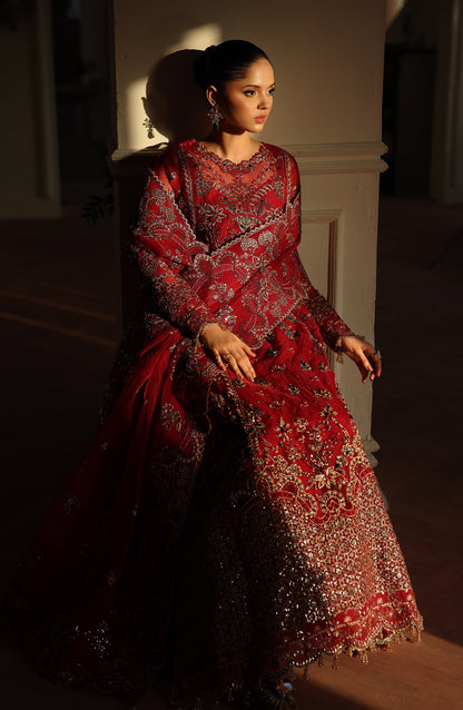 High-quality festive dress for women in red tone – Surkh Gul